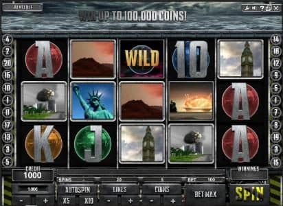 main game board featuring five reels and 20 paylines