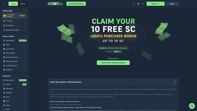 Acebet Sweepstakes Casino screenshot