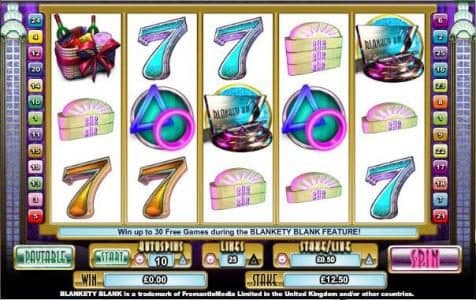 main game board featuring five reels and 25 paylines
