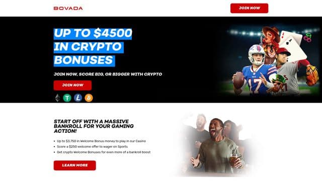 Bovada home screen