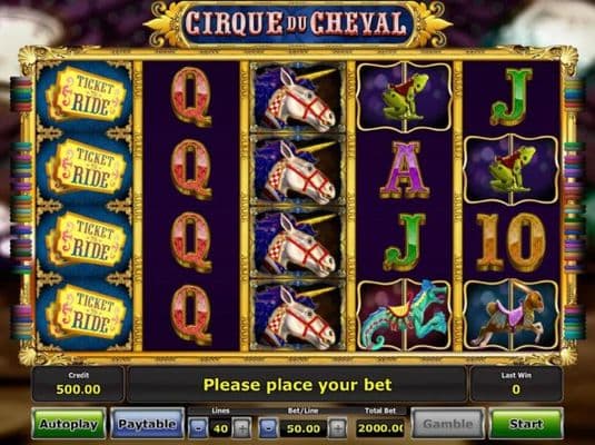 Main game board featuring five reels and 40 paylines with a $1,000,000 max payout
