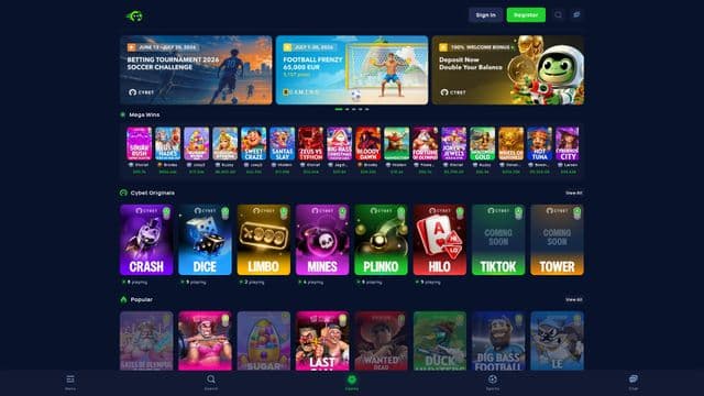 Cybet home screen