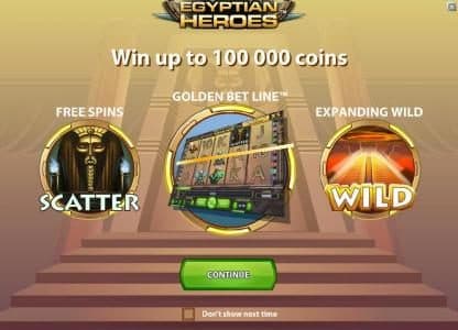 game features - win up to 100000 coins, free spins, golden bet line and expanding wild