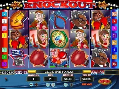 Main game board featuring five reels and 15 paylines with a Jackpot max payout