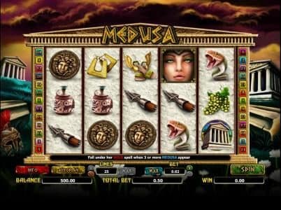 main game board featuring five reels and 25 paylines