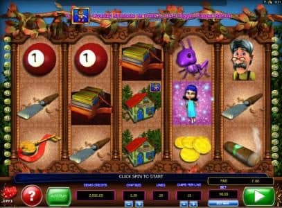 Main game board featuring five reels and 30 paylines with a $3,000 max payout