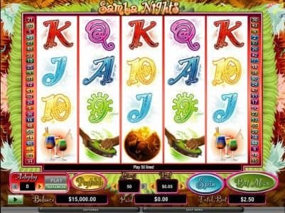 main game board featuring 5 reels and 50 paylines