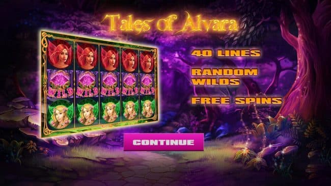 Game features include: 40 Lines, Random Wilds and Free Spins