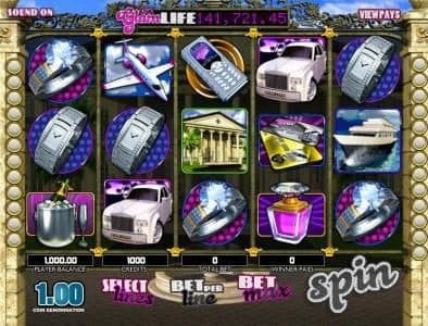 main game board featuring five reels and 25 paylines